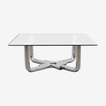 70s design chrome coffee table