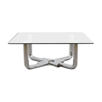 70s design chrome coffee table