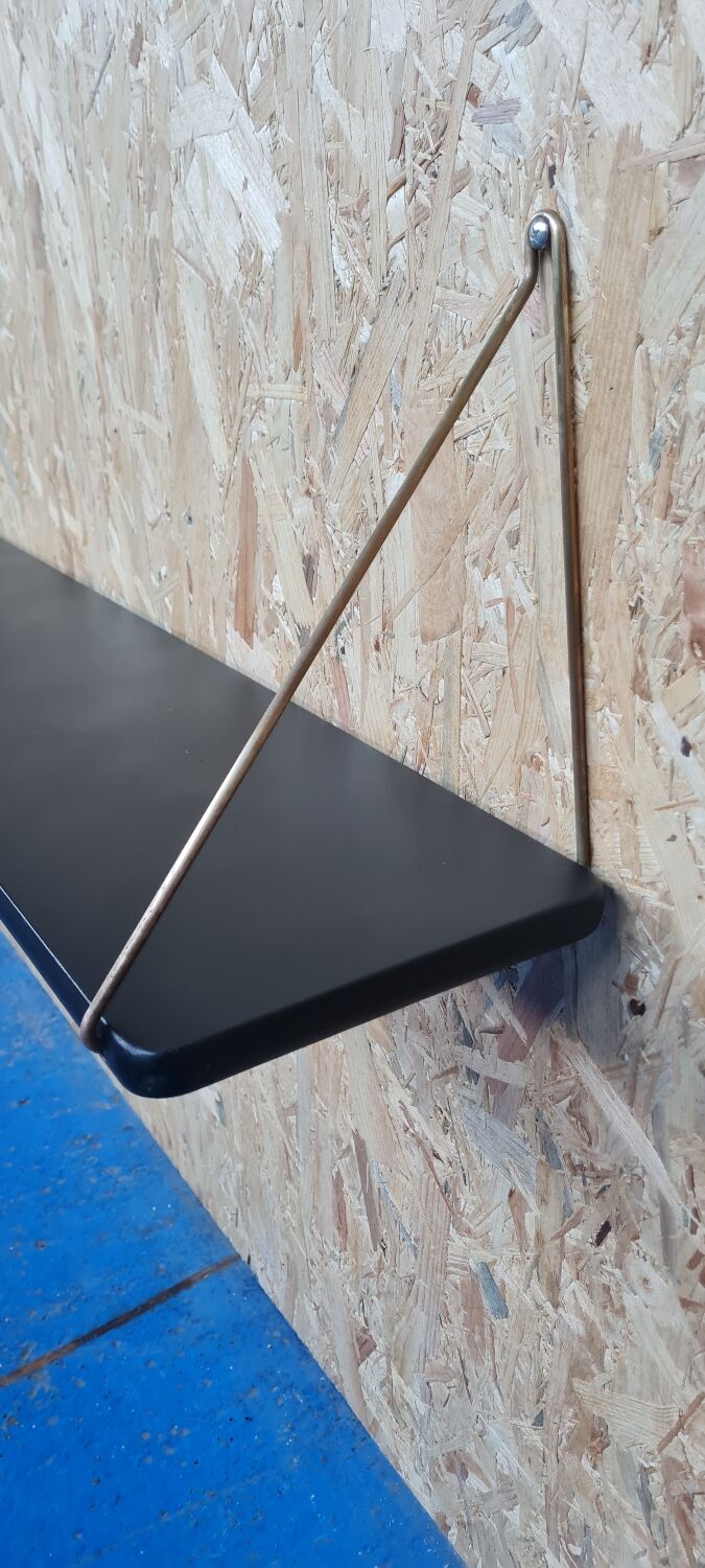 Scandinavian brass and teak shelf