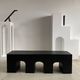 Bench in solid monoxyl wood, carved base in 3 arches - Black color