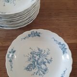 Set of 11 hollow plates blue porcelain Patrick Viant Bénard