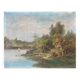 Hst painting "landscape with young fisherman" by lucien henry (1850-1896)