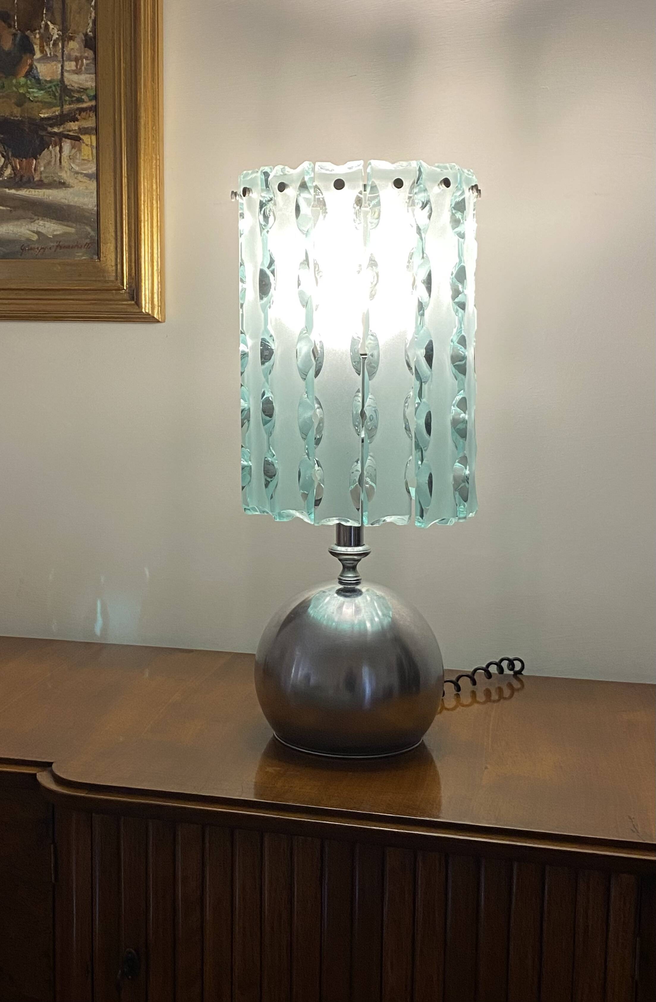 Molded glass table lamp,  Italy circa 1970