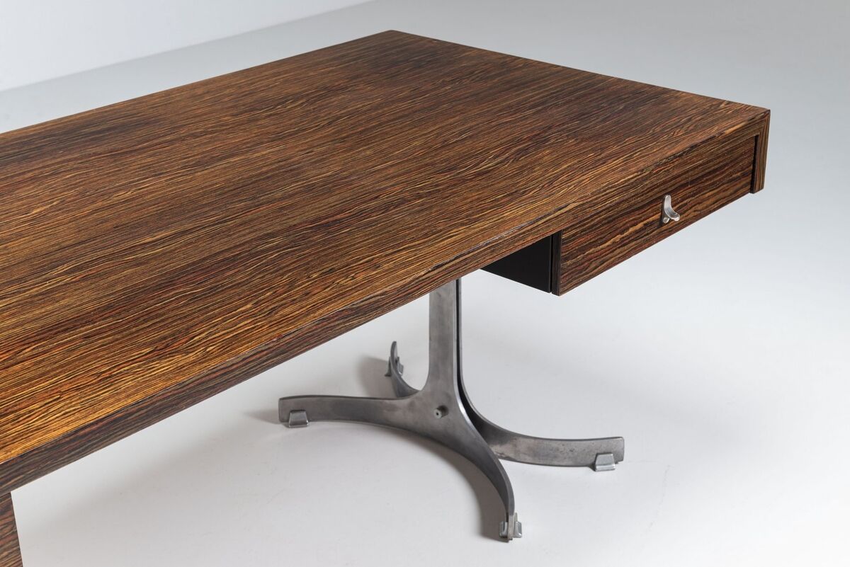 Trau Arredamenti Metallici S.P.A. large desk rosewood Italy 1960