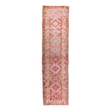 Tapis coureur vintage super doux rouge et rose, 91x346 cm