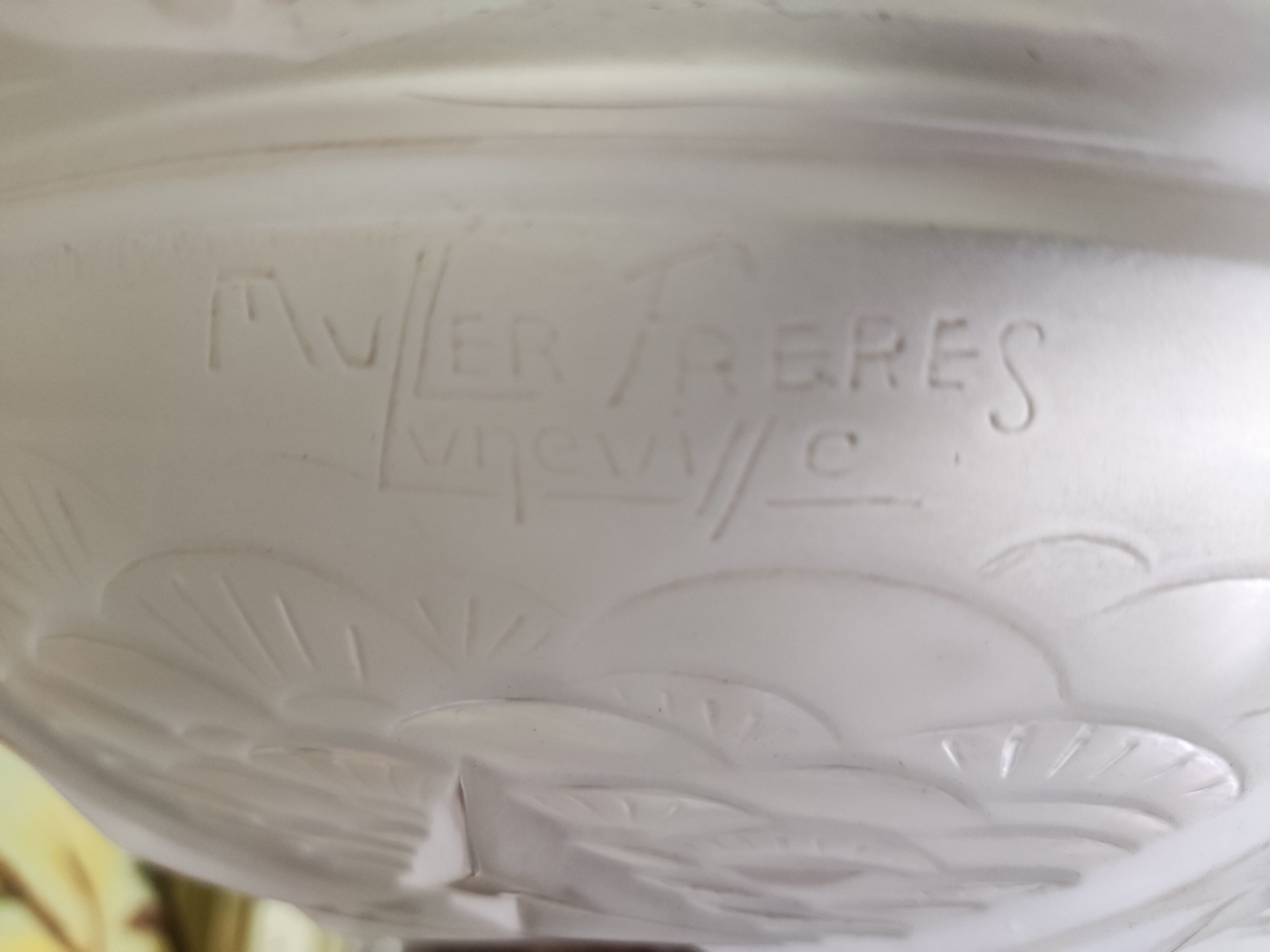 Art Deco frosted glass chandelier by the Muller brothers