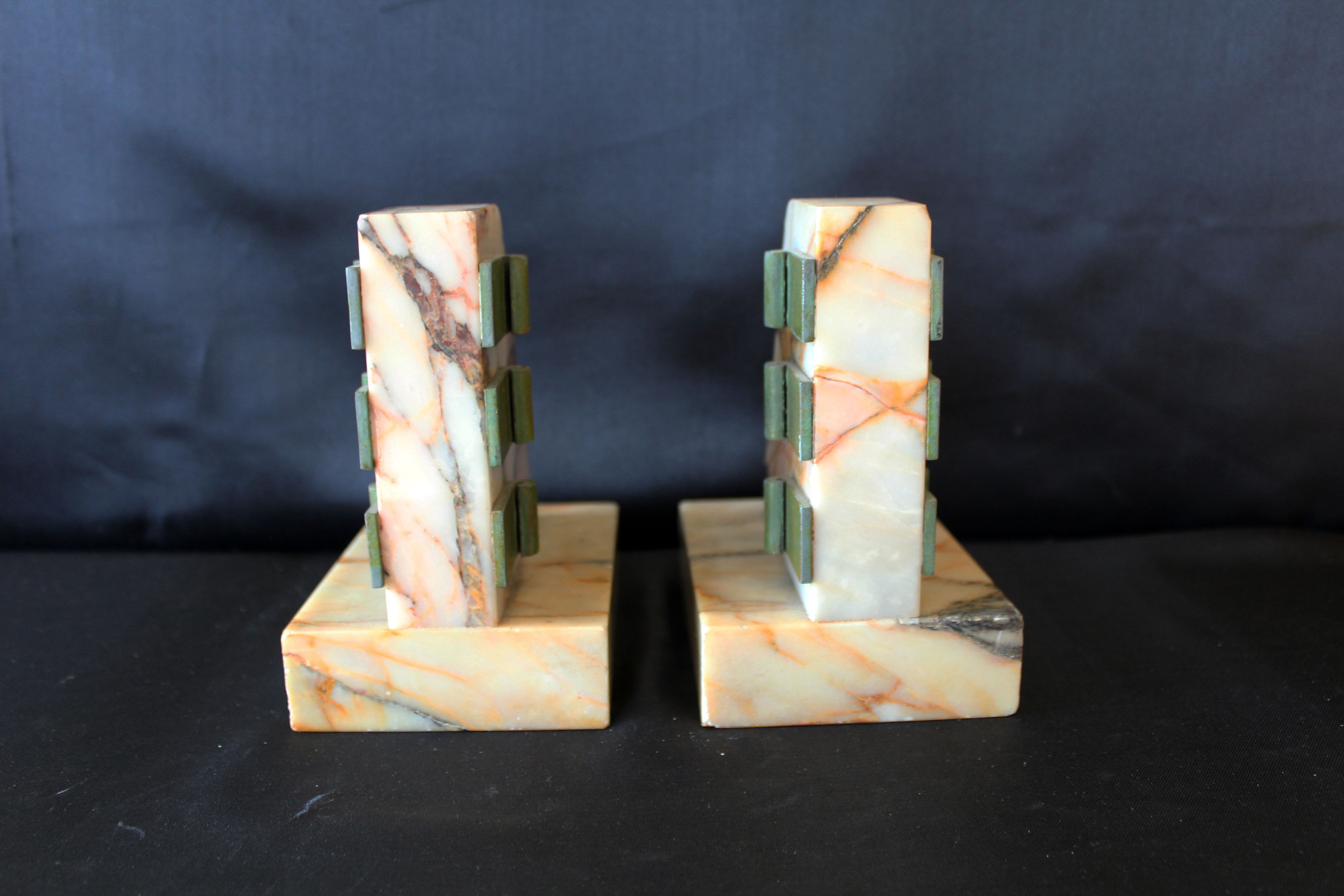 Art Deco marble bookends