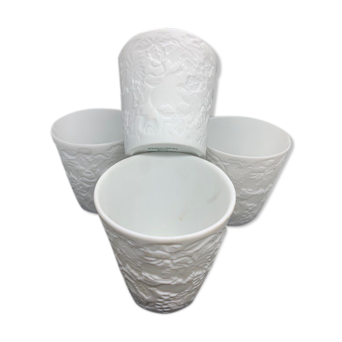 Set of 4 photophores in white biscuit