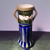 Ancien Vase Rouleau ART DECO + Anses Céramique Émaillée Vintage