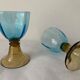 5 glasses in amber and blue crystal George Sand diabolos 19th century