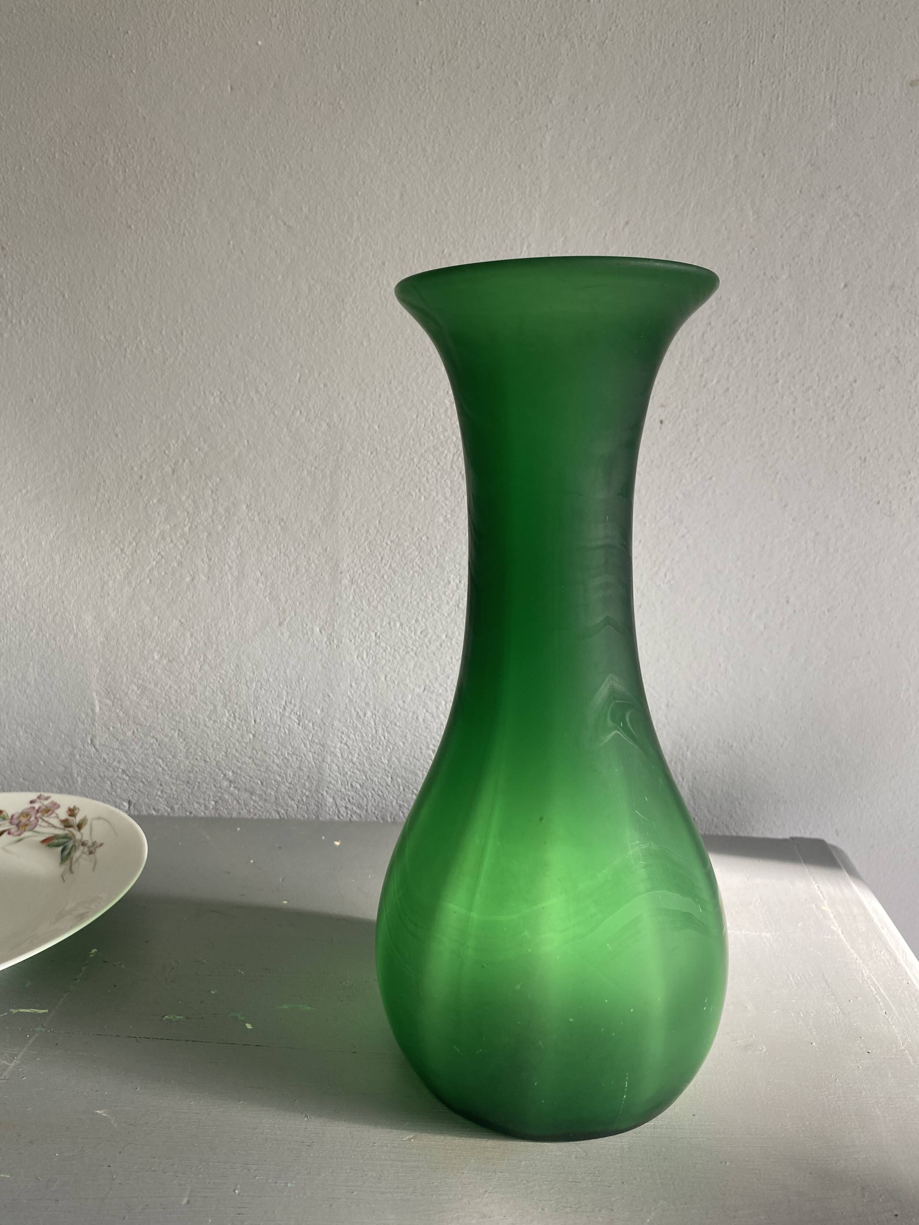 Green glass vase