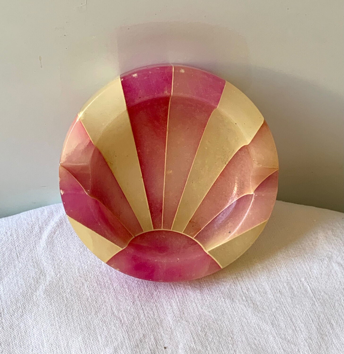 Old vintage psychedelic ashtray in stone