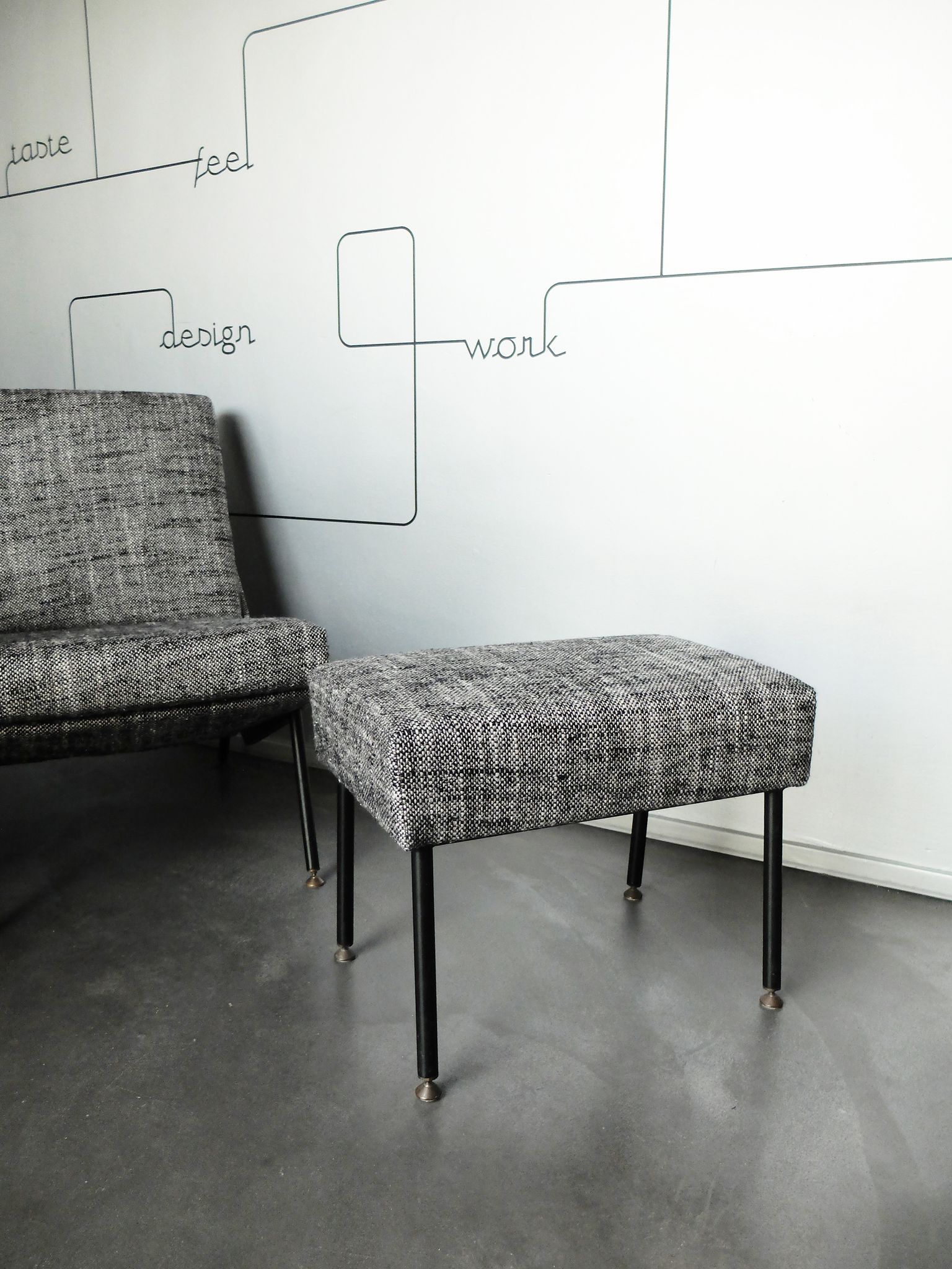 Armchair and ottoman designed by Paul Geoffroy, Airborne, France, 1960