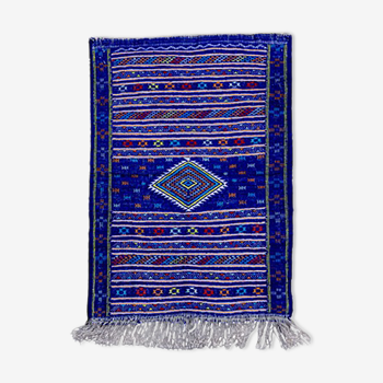 Tapis kilim marocain bleu 82 X 116 cm