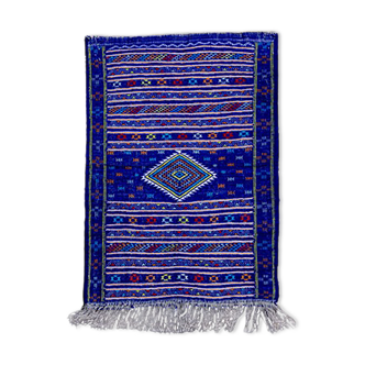 Blue moroccan kilim carpet 82 X 116 cm