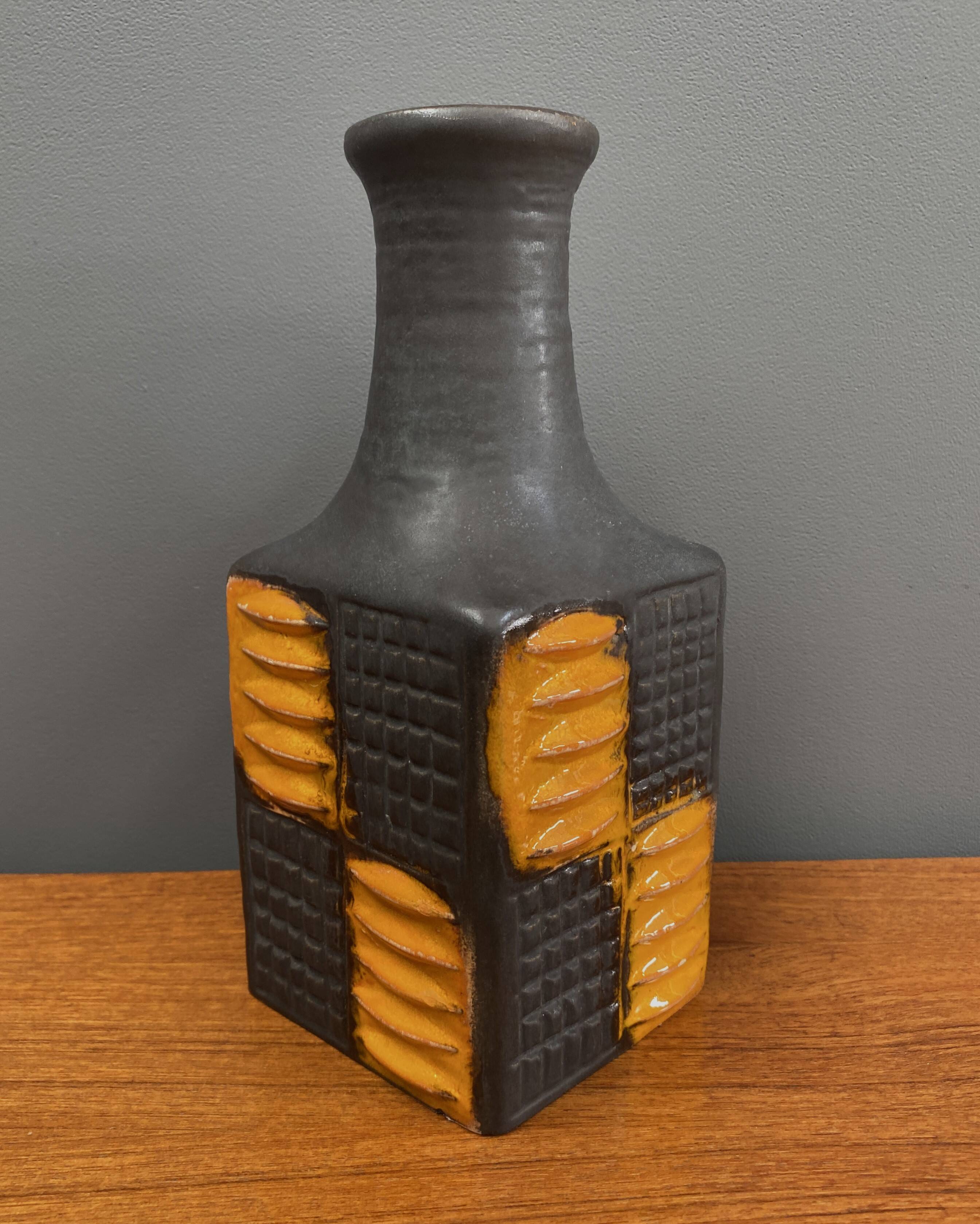 Brown and orange vase by Carstens model 7444-25  West Germany Pottery