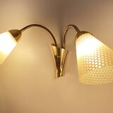 Large Vintage Glass Brass Wall Lamp