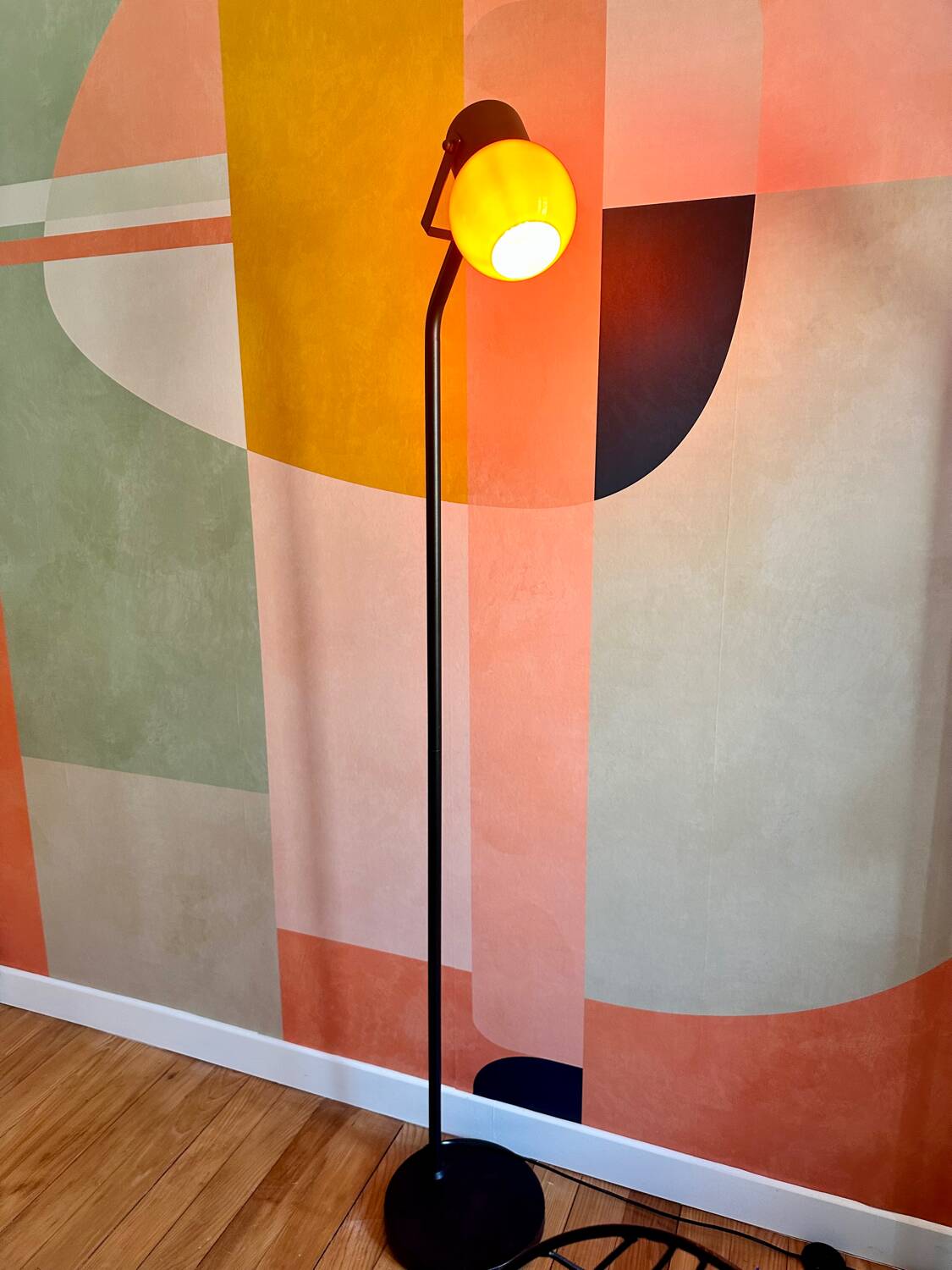 Vintage orange opaline design floor lamp