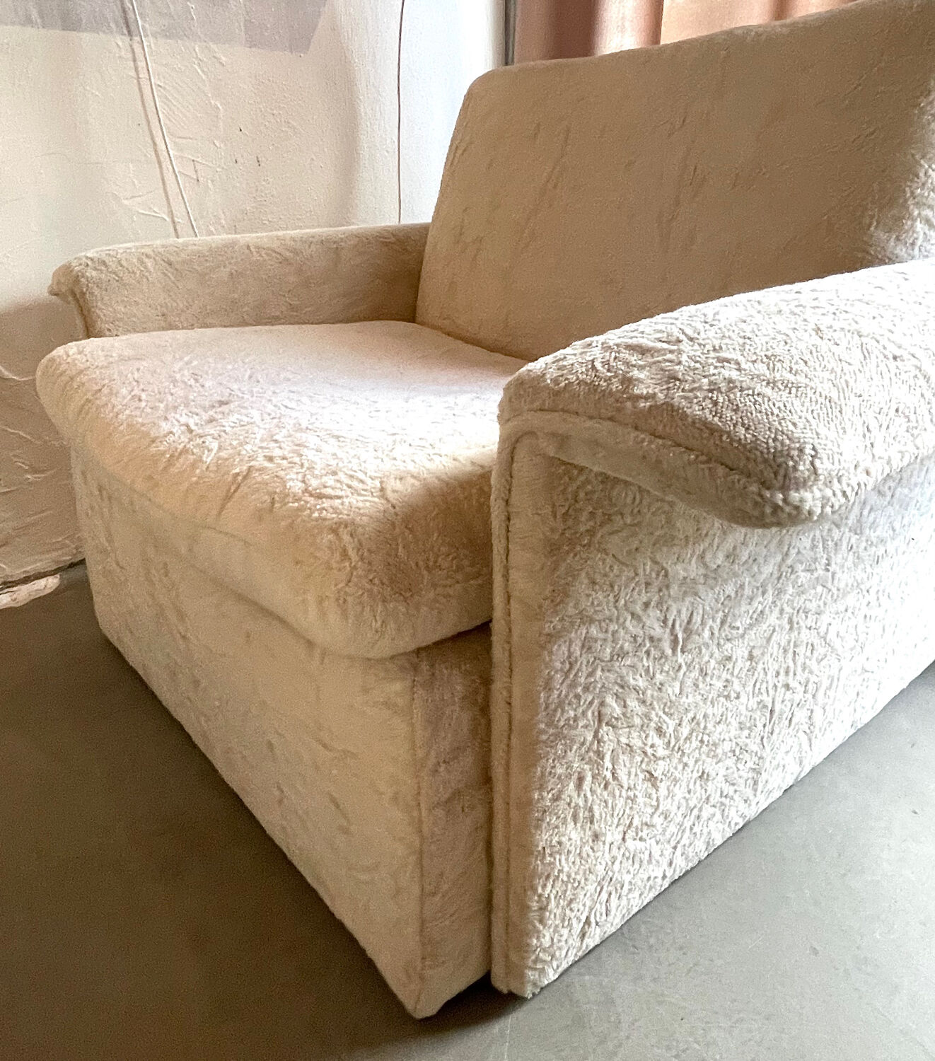 Modular corner sofa white pluche 7 elements