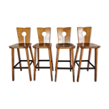 4 vintage brutalist bar stools, 1960s