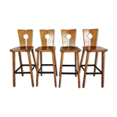 4 vintage brutalist bar stools, 1960s
