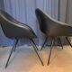 Pair of armchairs in skaï and black steel