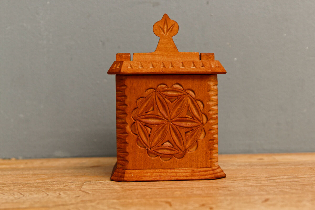 Carved wooden salt box, Savoie, Queyras