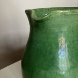 Vase pichet Etienne Noël à Dieulefit terre vernissée verte 1940