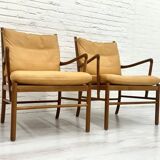 Set of 2 vintage Ole Wanscher chairs | Colonial chair | Leather