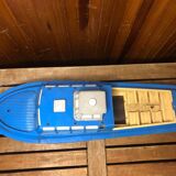 Old Toy Boat Sheet Metal MS Helgoland A Remontoir 1950 Vintage #A599