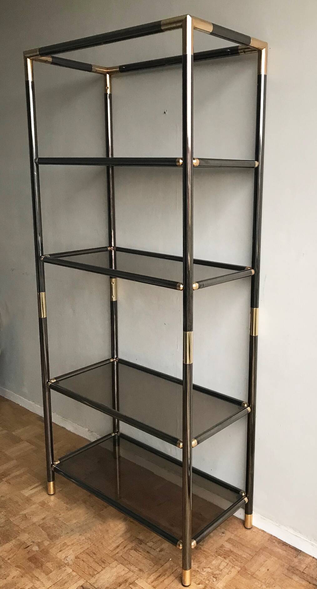 Étagère  en métal et verre - Italie années 1970