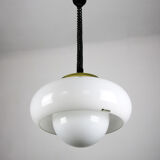 White and gold Space Age pendant lamp by Harvey Guzzini for Meblo, 1970s