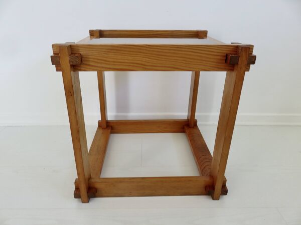 Table de chevet ou table d'appoint scandinave en pin et verre fumé, 1980