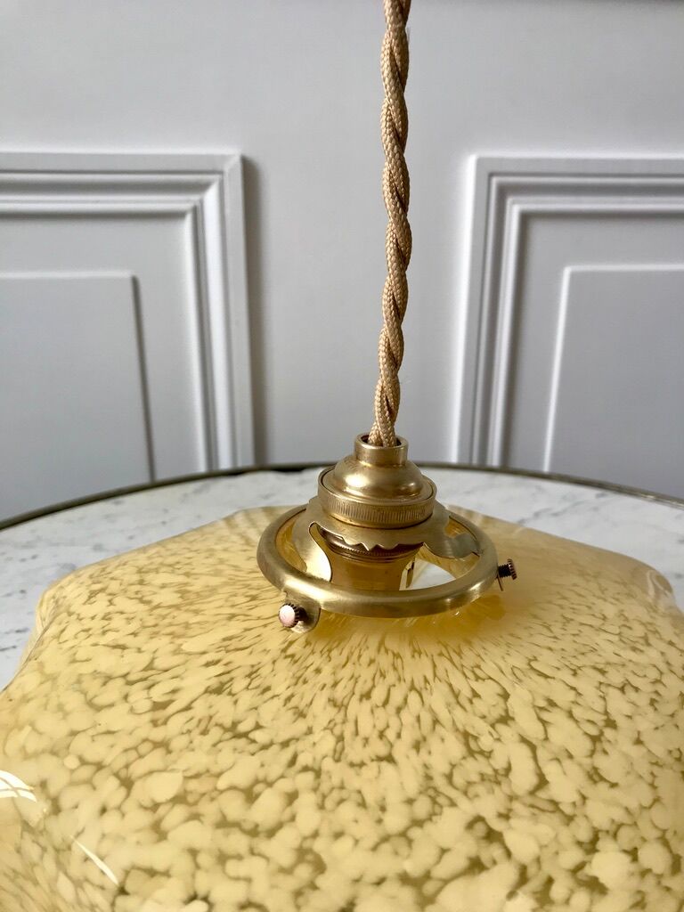 Yellow Clichy glass pendant lamp 20s