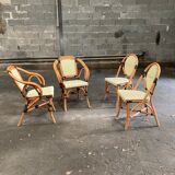 Set of 2 armchairs and 2 Parisian bistro chairs in rattan