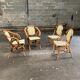Set of 2 armchairs and 2 Parisian bistro chairs in rattan