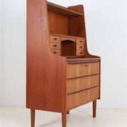 Tall mid-century teak secretary desk / Danish modern design / 1960s