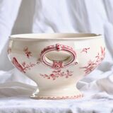 Salad bowl, soup tureen in pink ironware Sarreguemines "Favori" service, 19th century