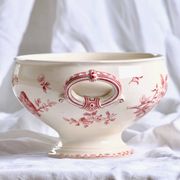 Salad bowl, soup tureen in pink ironware Sarreguemines "Favori" service, 19th century