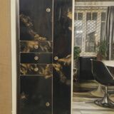 Black and gold lacquered Sanibloc furniture in the style of Maison Jansen, 1970