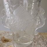 Art deco crystal vase with fish and seahorse motifs