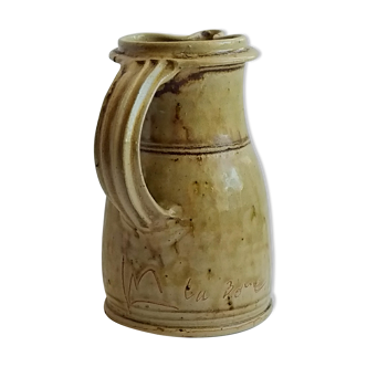Vintage sandstone pitcher La Borne Puisaye signed 20cm