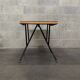 Metal and wood table, black Opaxit top, Czech Republic 1960