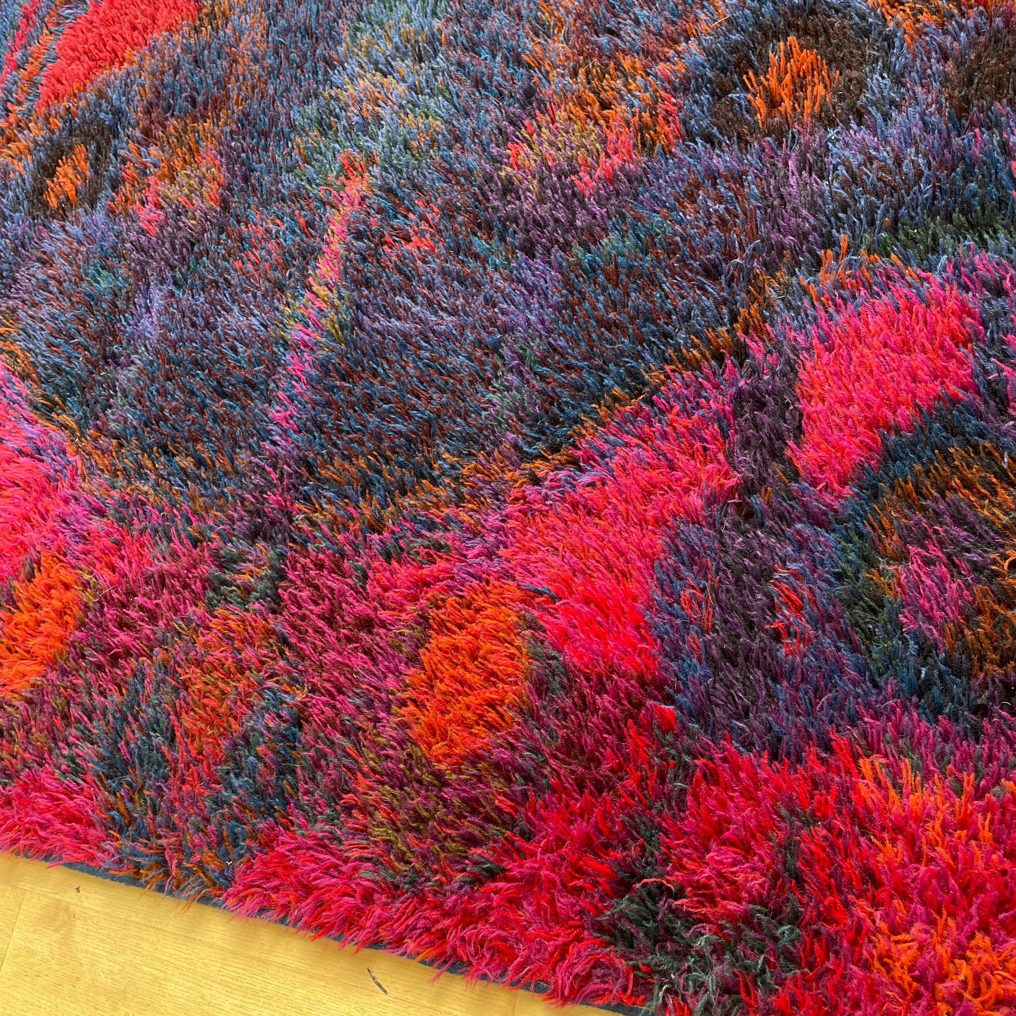 Original scandinavian rya rug by oili mäki for finnrya oy ab, finland