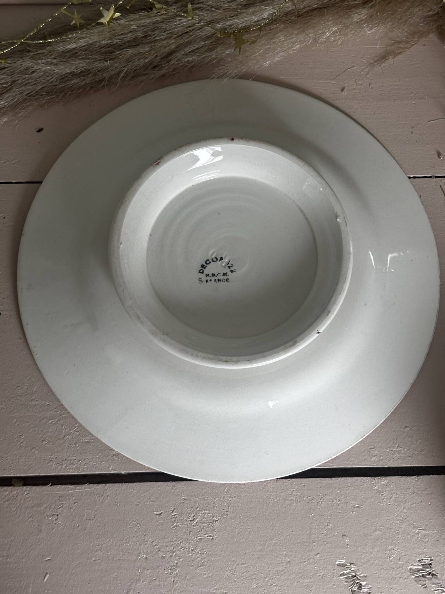 Ancienne assiette en faïence creil et montereau décor 522