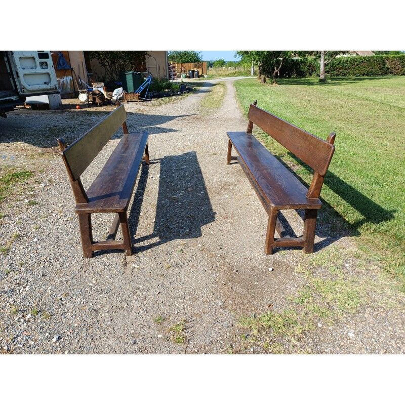 Pair of solid oak benches