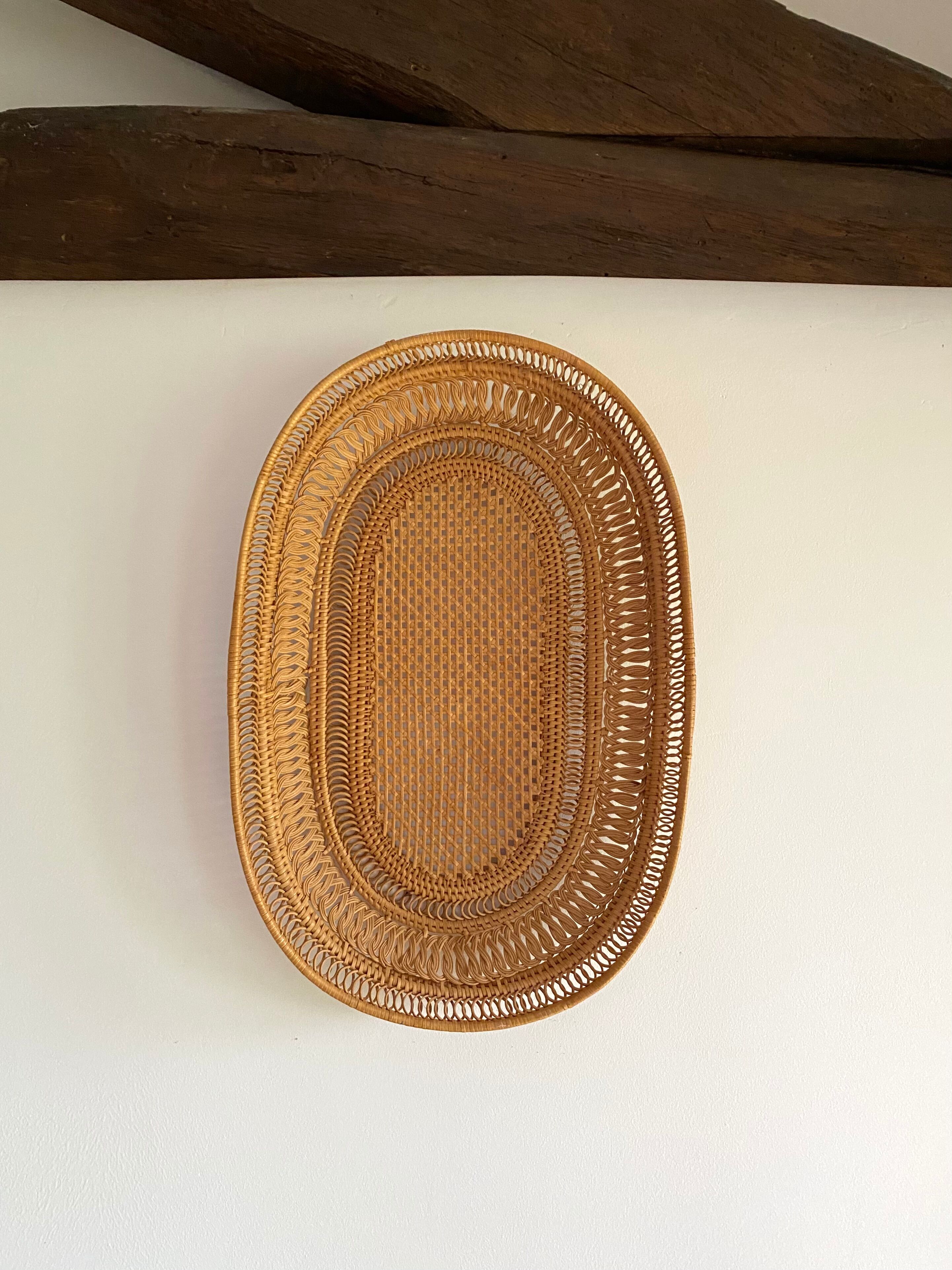 Vintage basket in woven rattan