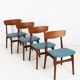 Set of 4 reupholstered Danish teak chairs, 1960s