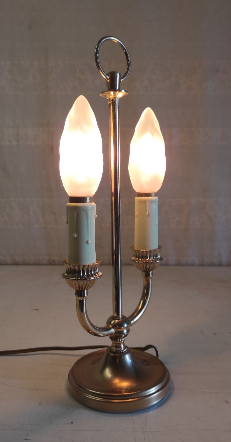 Two-bulb bouillotte lamp in brass and gilded metal - mid 20th century