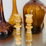 Pair of vintage candlesticks in vintage onyx marble.